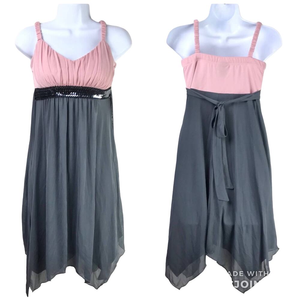 Enfocus Rose Gray Handkerchief Hem Party Dress 6 Balletcore